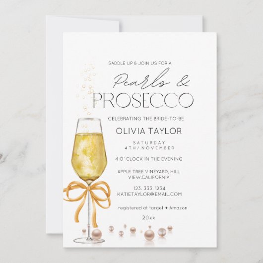 Parels & Prosecco Champagne Boog Vrijgezellenfeest Kaart (Voorkant)