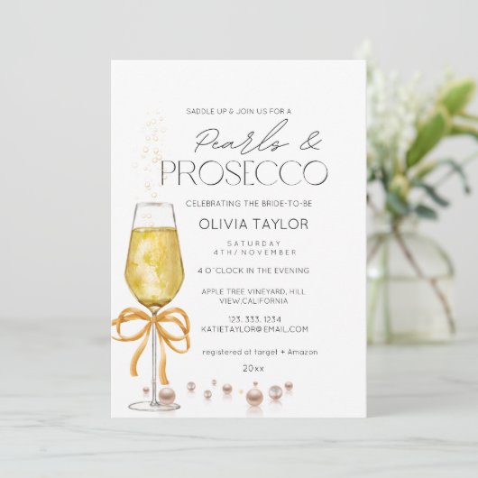 Parels & Prosecco Champagne Boog Vrijgezellenfeest Kaart (Staand voorkant)