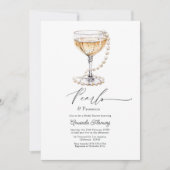 Parels & Prosecco Champagne Bruidsfeest Kaart (Voorkant)
