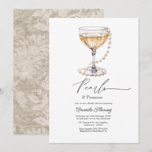 Parels & Prosecco Champagne Bruidsfeest Kaart