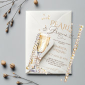 Parels & Prosecco Champagne Elegant Vrijgezellenfe Acryl Uitnodigingen