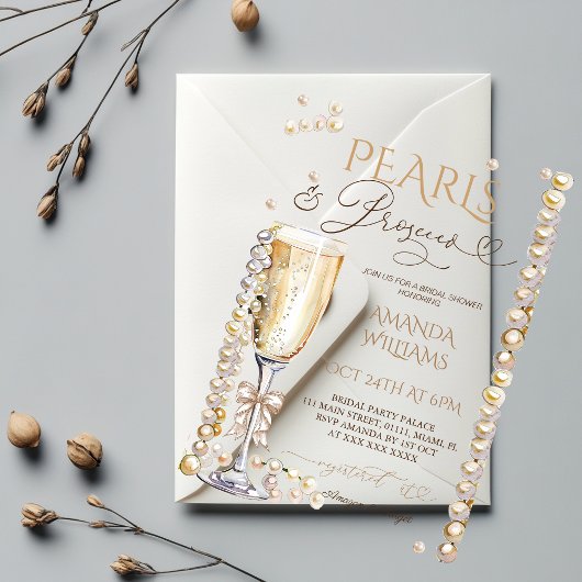 Parels & Prosecco Champagne Elegant Vrijgezellenfe Acryl Uitnodigingen
