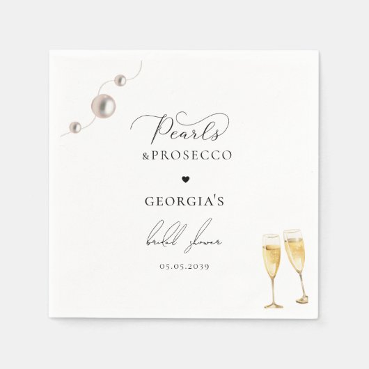 Parels Prosecco Champagne Elegante Bruiloft  Servet (Voorkant)