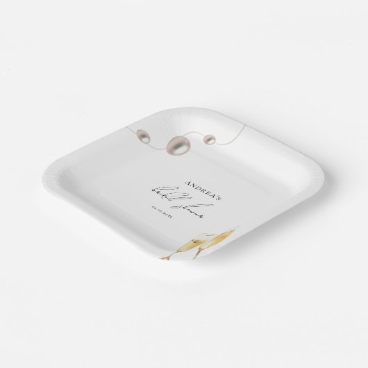 Parels & Prosecco Champagne Thema Vrijgezellenfees Papieren Bordje (Gebogen)