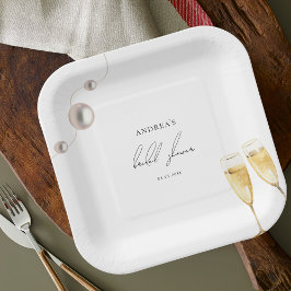 Parels & Prosecco Champagne Thema Vrijgezellenfees Papieren Bordje