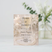 Parels Prosecco Champagne verjaardagsuitnodiging (Staand voorkant)