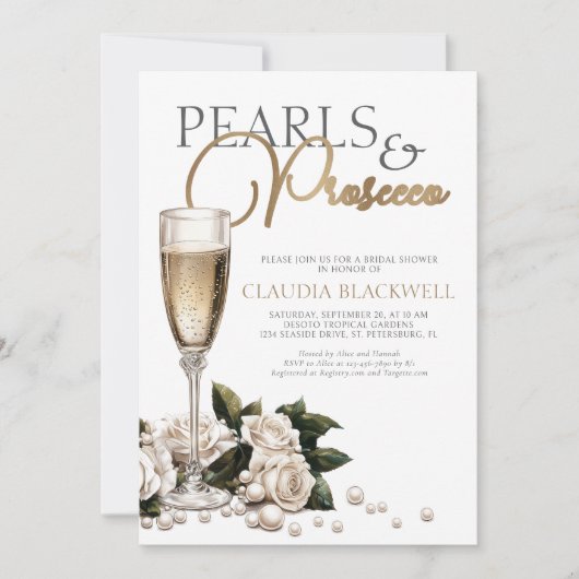 Parels Prosecco Champagne Vrijgezellenfeest Kaart (Voorkant)