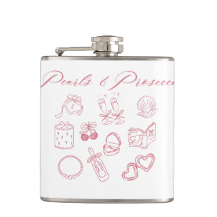 Parels & Prosecco Design   Meisjesachtig Roze Meid Heupfles