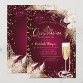 Parels Prosecco Diamanten Boho Bloemen Quinceañera Kaart (Voorkant / Achterkant)