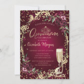 Parels Prosecco Diamond Bourgogne Rozen Quinceañer Kaart (Voorkant)