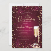 Parels Prosecco Diamonds Bourgogne Quinceañera Kaart (Voorkant)
