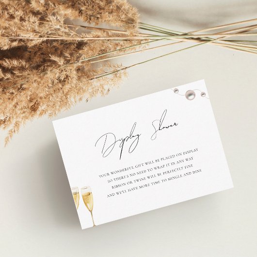 Parels & Prosecco Display Douche Vrijgezellenfeest Informatiekaartje