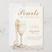 Parels Prosecco Ecru Elegant Brunch Vrijgezellenfe Kaart (Voorkant)