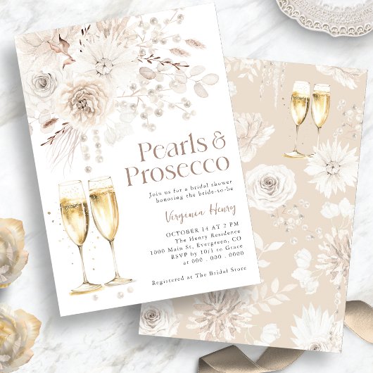 Parels Prosecco Elegant Bridal Kaart