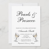 Parels & Prosecco Elegant Bruidsfeest Kaart (Voorkant)