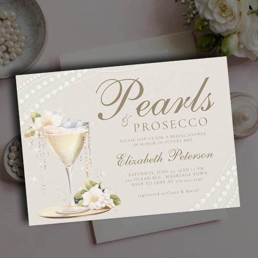Parels Prosecco Elegant Chic Brunch Vrijgezellenfe Kaart