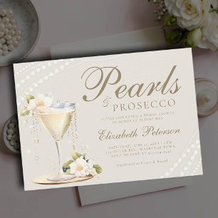 Parels Prosecco Elegant Chic Brunch Vrijgezellenfe Kaart