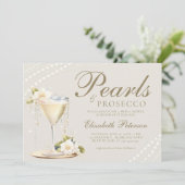 Parels Prosecco Elegant Chic Brunch Vrijgezellenfe Kaart (Staand voorkant)