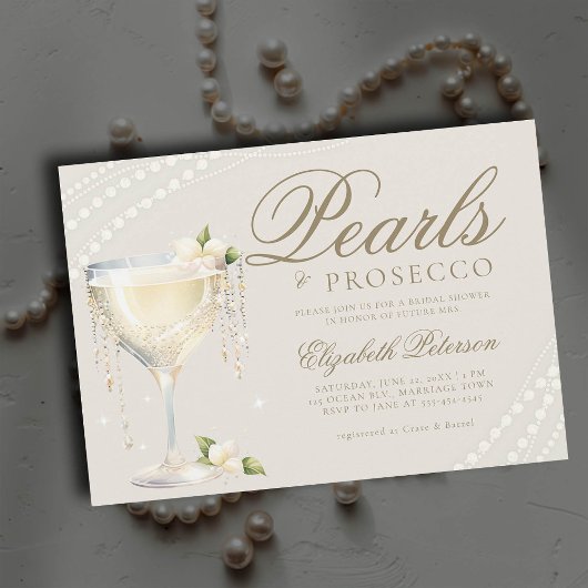 Parels Prosecco Elegant Ecru Brunch Vrijgezellenfe Kaart