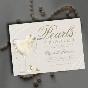 Parels Prosecco Elegant Ecru Brunch Vrijgezellenfe Kaart