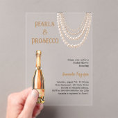 Parels Prosecco elegant Vrijgezellenfeest helder Acryl Uitnodigingen (Insitu (Draagbaar))