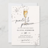 Parels & Prosecco Elegant Vrijgezellenfeest Kaart (Voorkant)