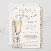 Parels & Prosecco Elegant Vrijgezellenfeest Kaart (Voorkant)