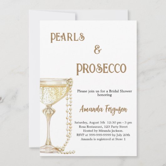 Parels Prosecco elegant Vrijgezellenfeest Kaart (Voorkant)
