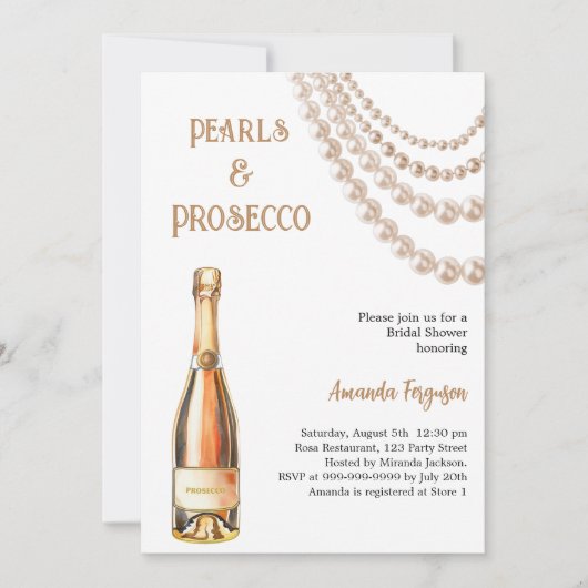 Parels Prosecco elegant Vrijgezellenfeest Kaart (Voorkant)