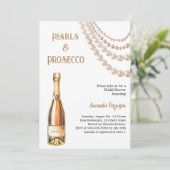 Parels Prosecco elegant Vrijgezellenfeest Kaart (Staand voorkant)