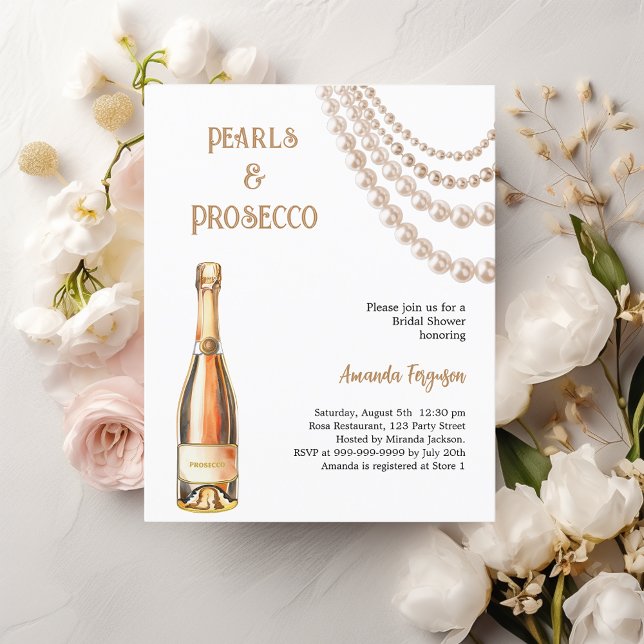 Parels Prosecco elegante Bruids Douche uitnodiging (Creator heeft geüpload)
