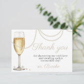 Parels Prosecco elegante Bruidsmeisje borrel bedan Bedankkaart (Staand voorkant)