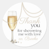 Parels Prosecco elegante Bruidsmeisje lunch uitnod Ronde Sticker (Voorkant)