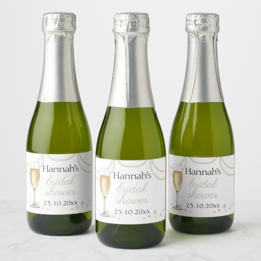 Parels Prosecco elegante Bruidsmeisje minibubbels Sparkling Wijnetiket (Flessen)