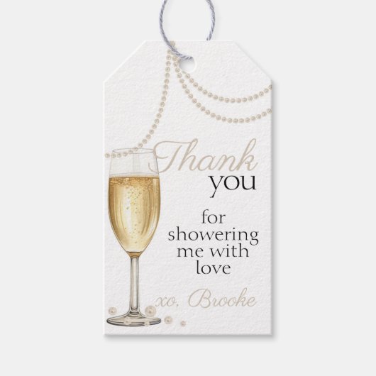 Parels Prosecco elegante Bruidsmeisje Shower bedan Cadeaulabel (Voorkant)
