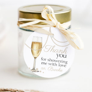 Parels Prosecco elegante Bruidsmeisjesborrel bedan Bedankjes Labels