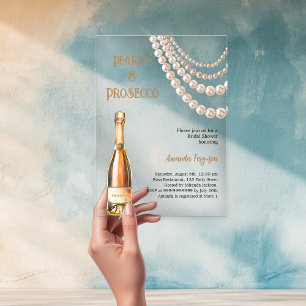 Parels Prosecco elegante Bruidsmeisjesfeest helder Acryl Uitnodigingen