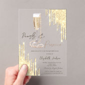 Parels Prosecco Gold Glitter Drips Vrijgezellenfee Acryl Uitnodigingen (Insitu (Draagbaar))