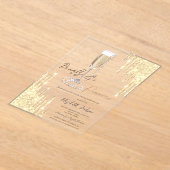 Parels Prosecco Gold Glitter Drips Vrijgezellenfee Acryl Uitnodigingen (Laagn)