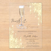 Parels Prosecco Gold Glitter Drips Vrijgezellenfee Acryl Uitnodigingen (Voorkant)