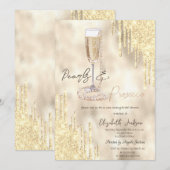 Parels Prosecco Gold Glitter Drips Vrijgezellenfee Kaart (Voorkant / Achterkant)