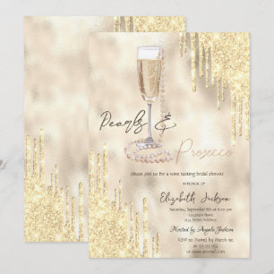 Parels Prosecco Gold Glitter Drips Vrijgezellenfee Kaart