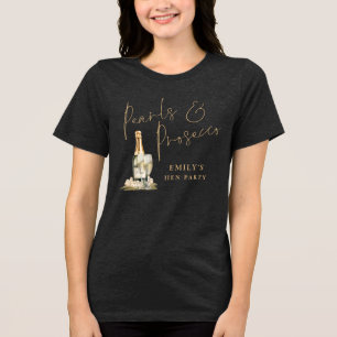 Parels Prosecco Gold Maid of Honor Naam Hen Party Tri-Blend Shirt