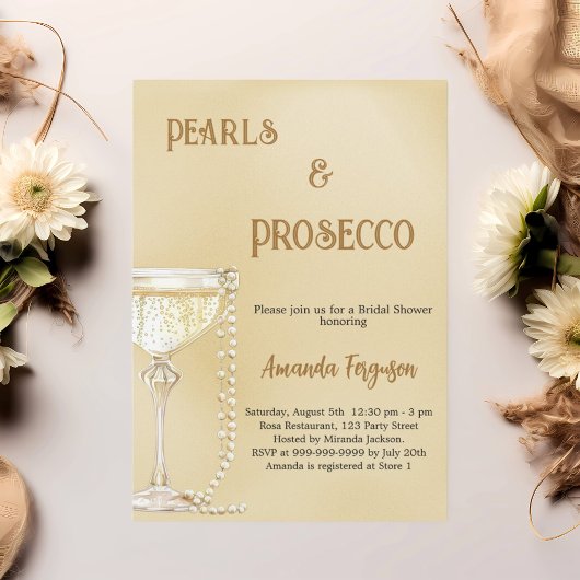 Parels Prosecco goud elegant Vrijgezellenfeest Kaart