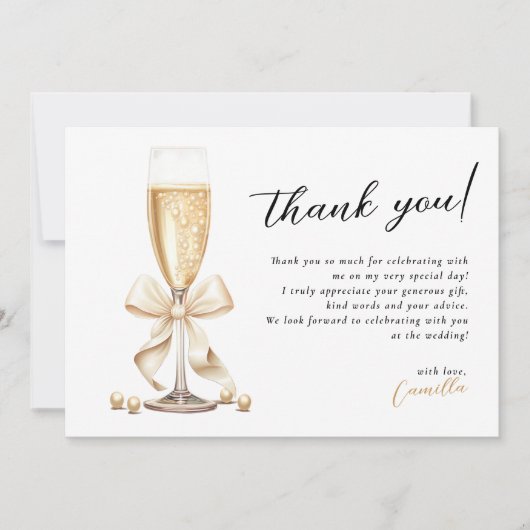 Parels & Prosecco Goud Vrijgezellenfeest Bedankkaart (Voorkant)