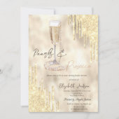 Parels Prosecco Gouden Glitterdruppels Bruiloftssh Kaart (Voorkant)