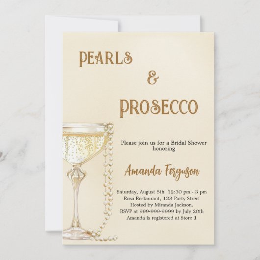 Parels Prosecco gouden Vrijgezellenfeest Kaart (Voorkant)