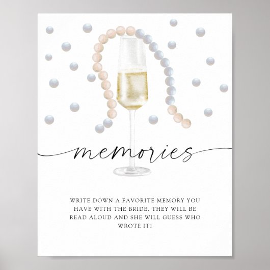Parels & Prosecco - herinneringen met de bruid Poster (Voorkant)