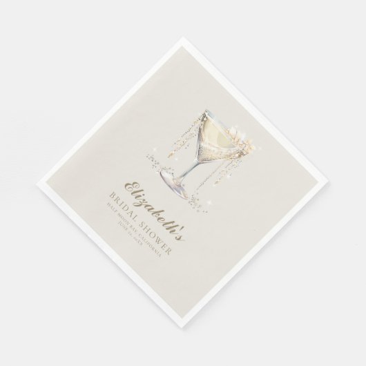 Parels Prosecco Ivoor Gouden Cocktails Vrijgezelle Servet (Hoek)