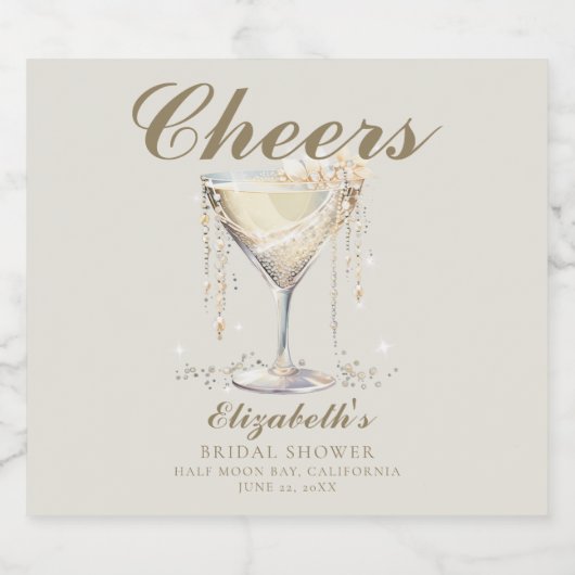 Parels Prosecco Ivoor Gouden Cocktails Vrijgezelle Sparkling Wijnetiket (Enkel label)